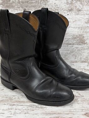 Ariat Heritage Roper Western Leather Cowboy Biker Men’s Black Boots 10D Pull On